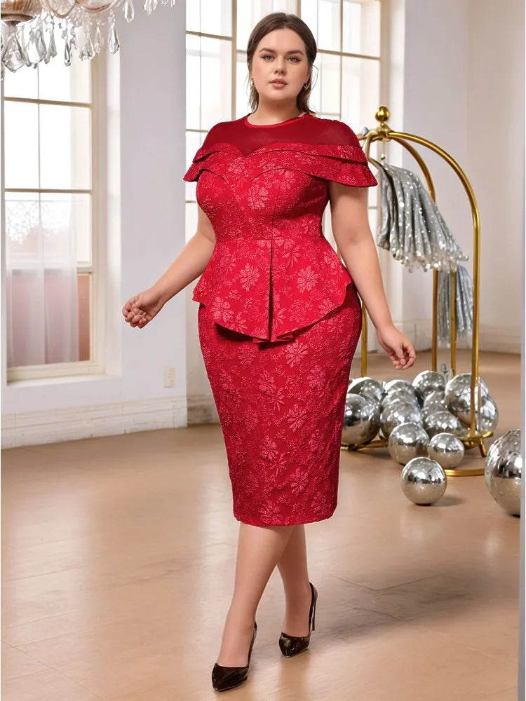 Jacquard Sheer Mesh Dress