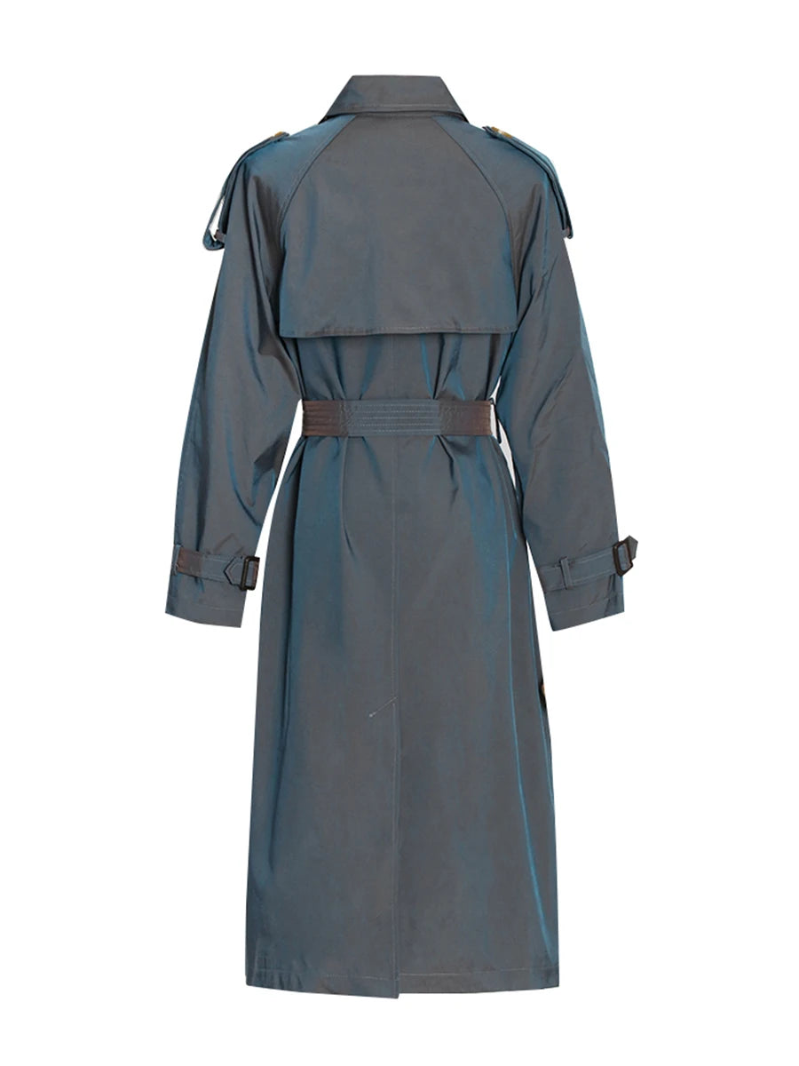 Color Spliced Buttons Temperament Trench Coat