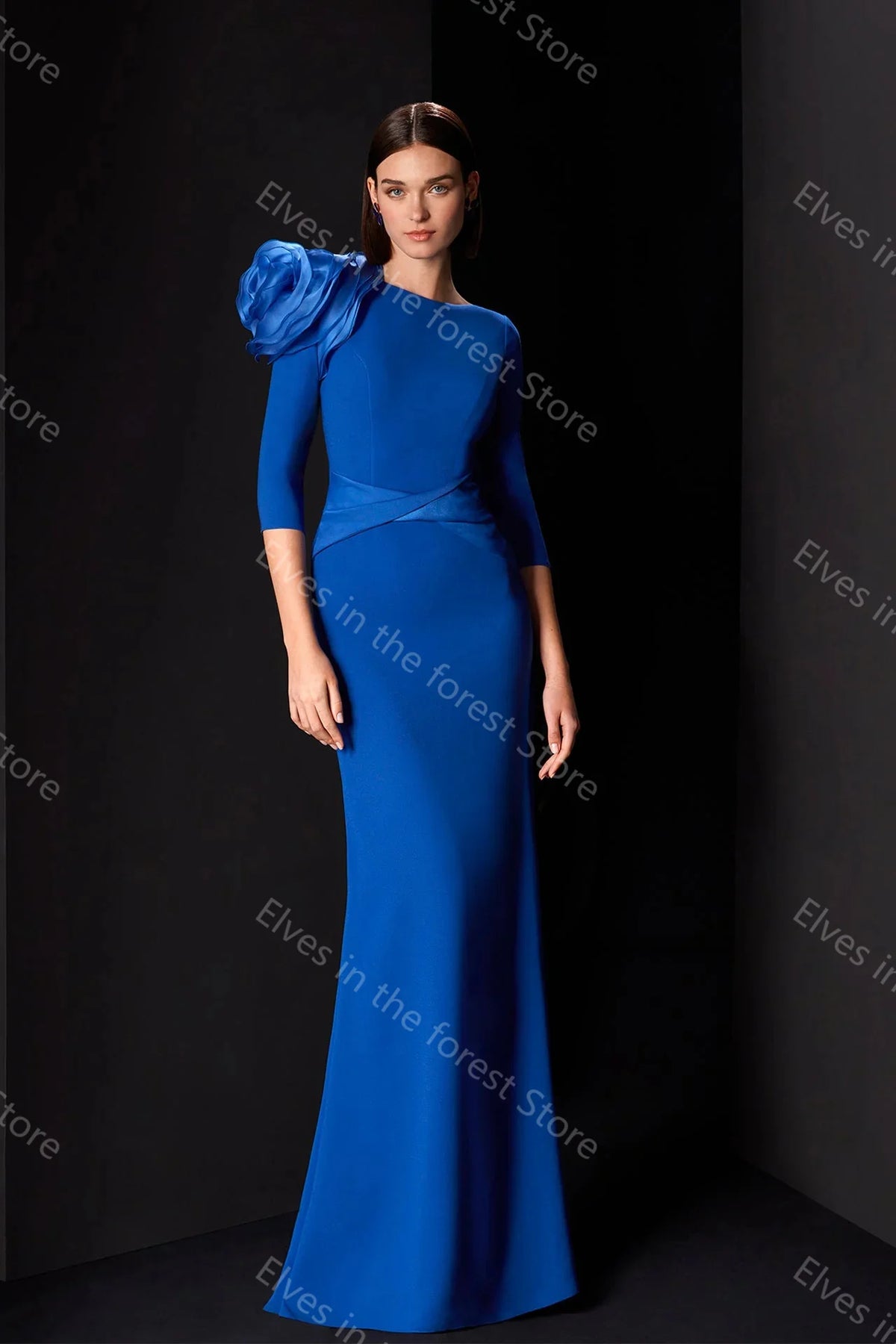 Simple Blue Mermaid Evening Dresses