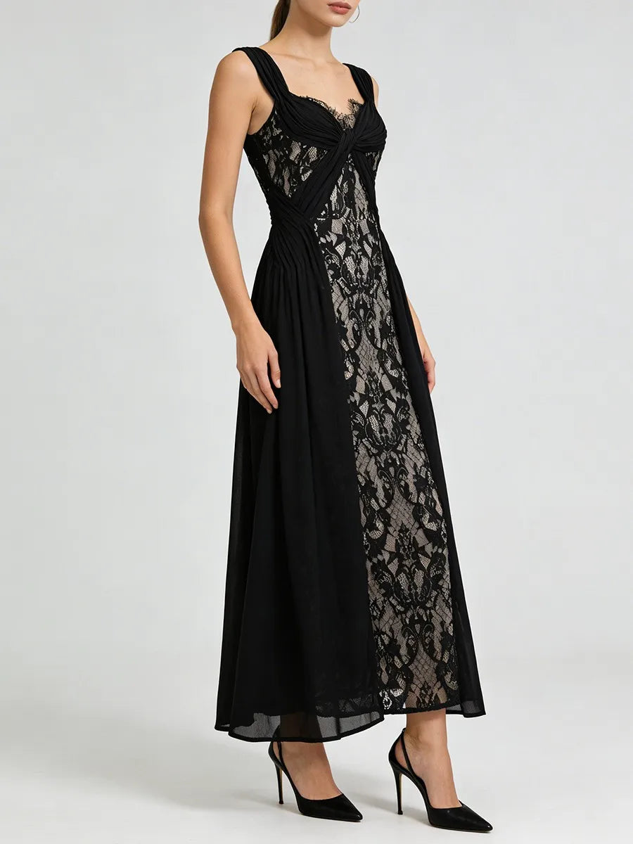 Spliced Lace Sexy Long Dresses