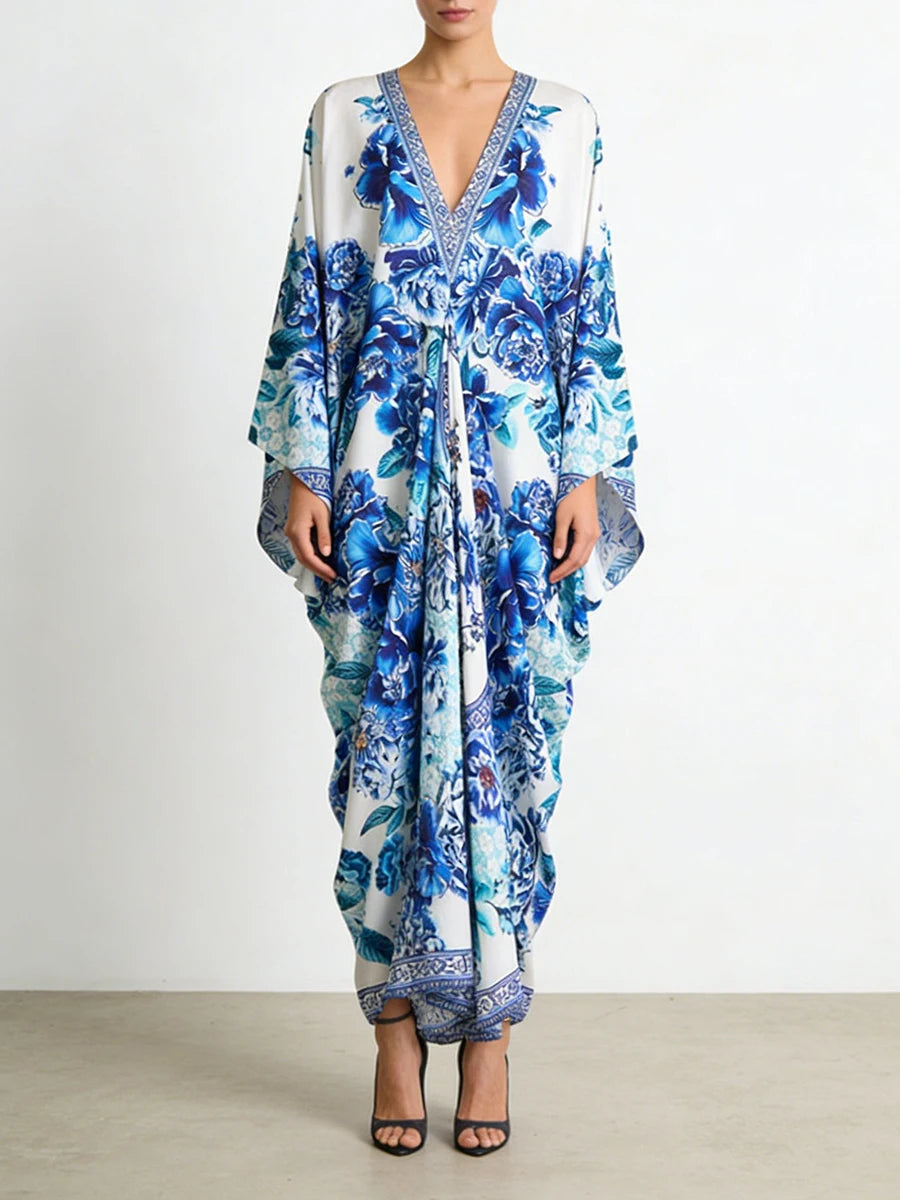 Loose Printing Draped Casual Dresses