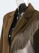 Hit Color Loose Tassels Coats