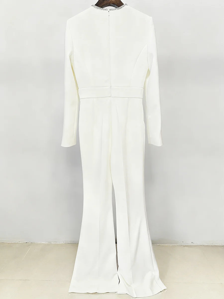 Hollow Out Spliced Bead Minimalist Jumpsuit