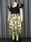 Plus Size Floral Jacquard A Line Dresses