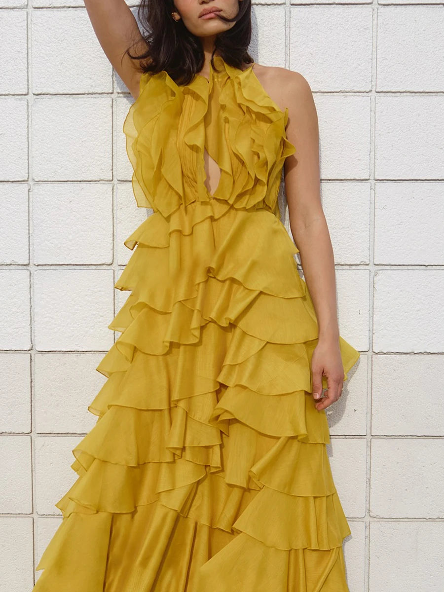 Spliced Ruffles Folds  Dresses