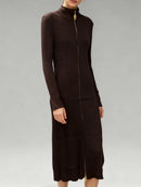 Spliced Zipper Basics Knit Dresses