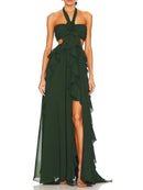 Solid Hollow Out Spliced 3D Flower Dress