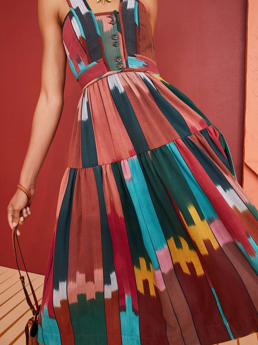 Spliced Button Dresses