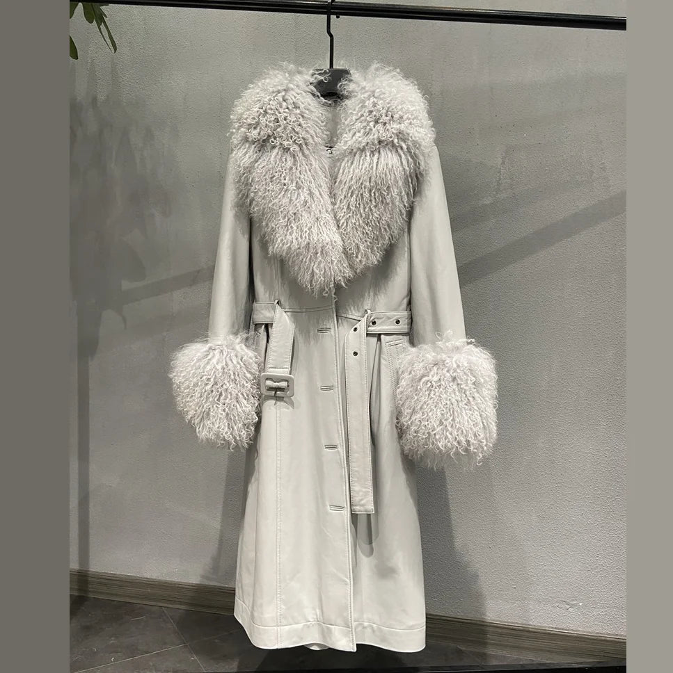 Genuine Fur Collar Coat