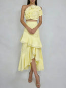 Embroidery Two Piece Ruffles Skirt Sets