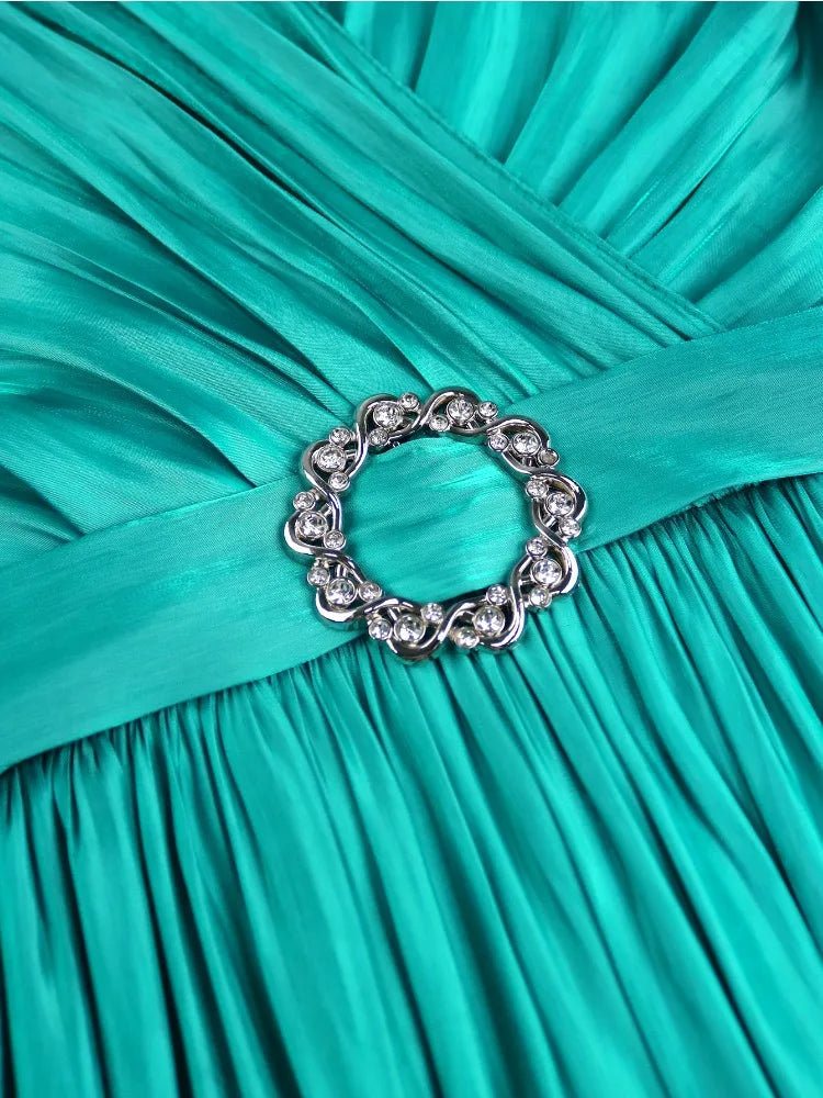 Plus Size Shiny Pleated Dress