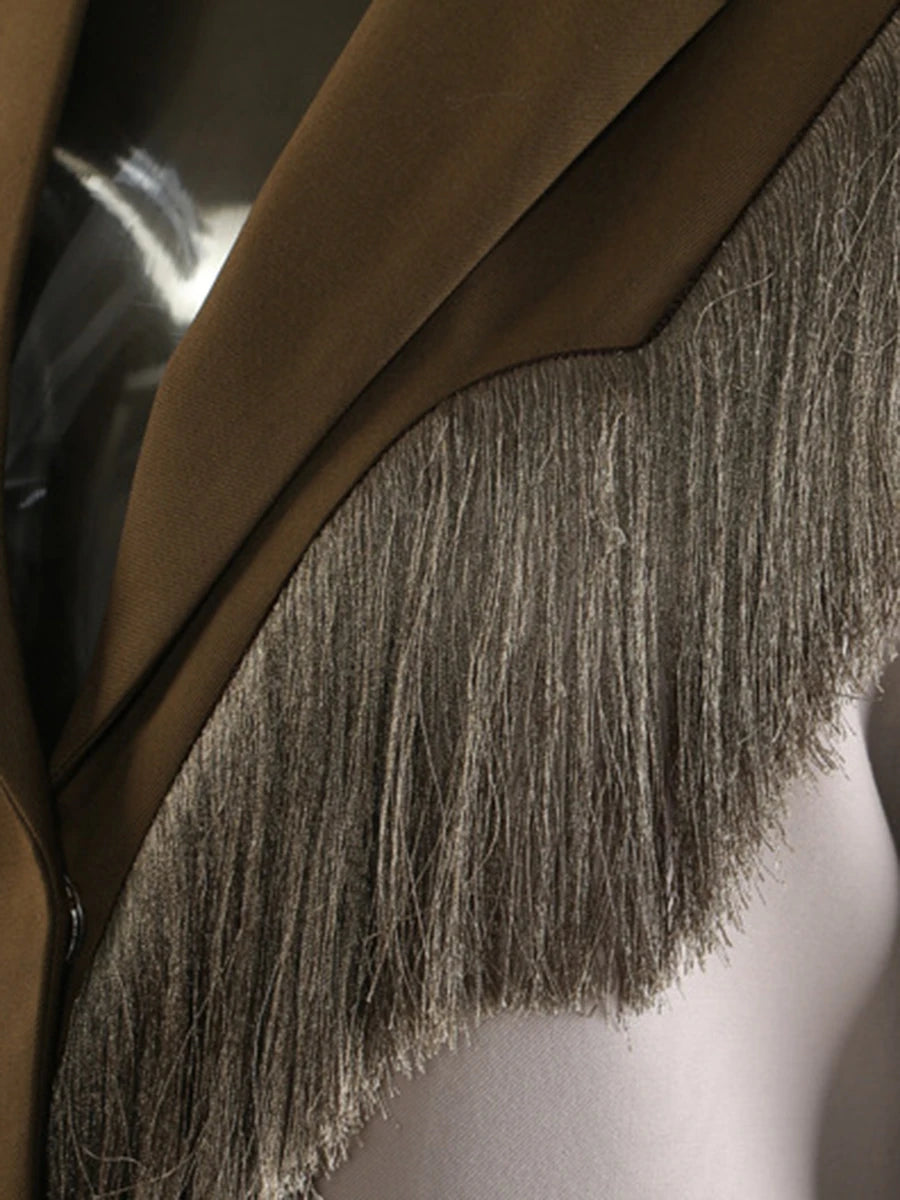 Hit Color Loose Tassels Coats