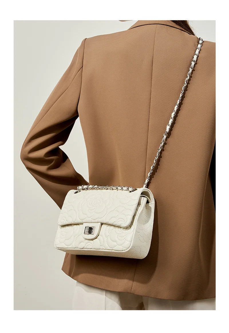 Camellia Pattern Chain Crossbody Bags