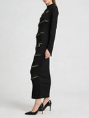 Solid Spliced Zippers Design Sense Dresses