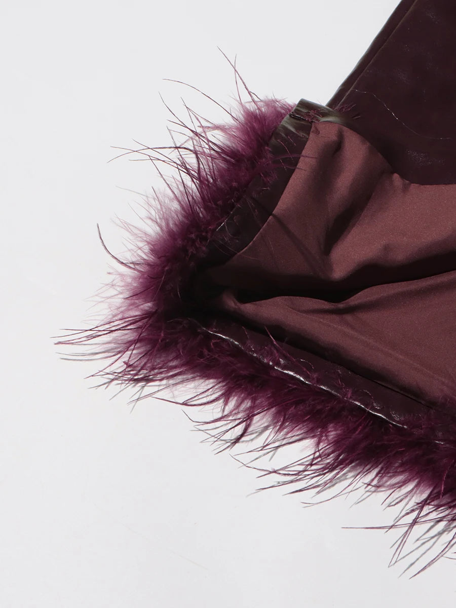 Leather-Feathered Pockets Skirts