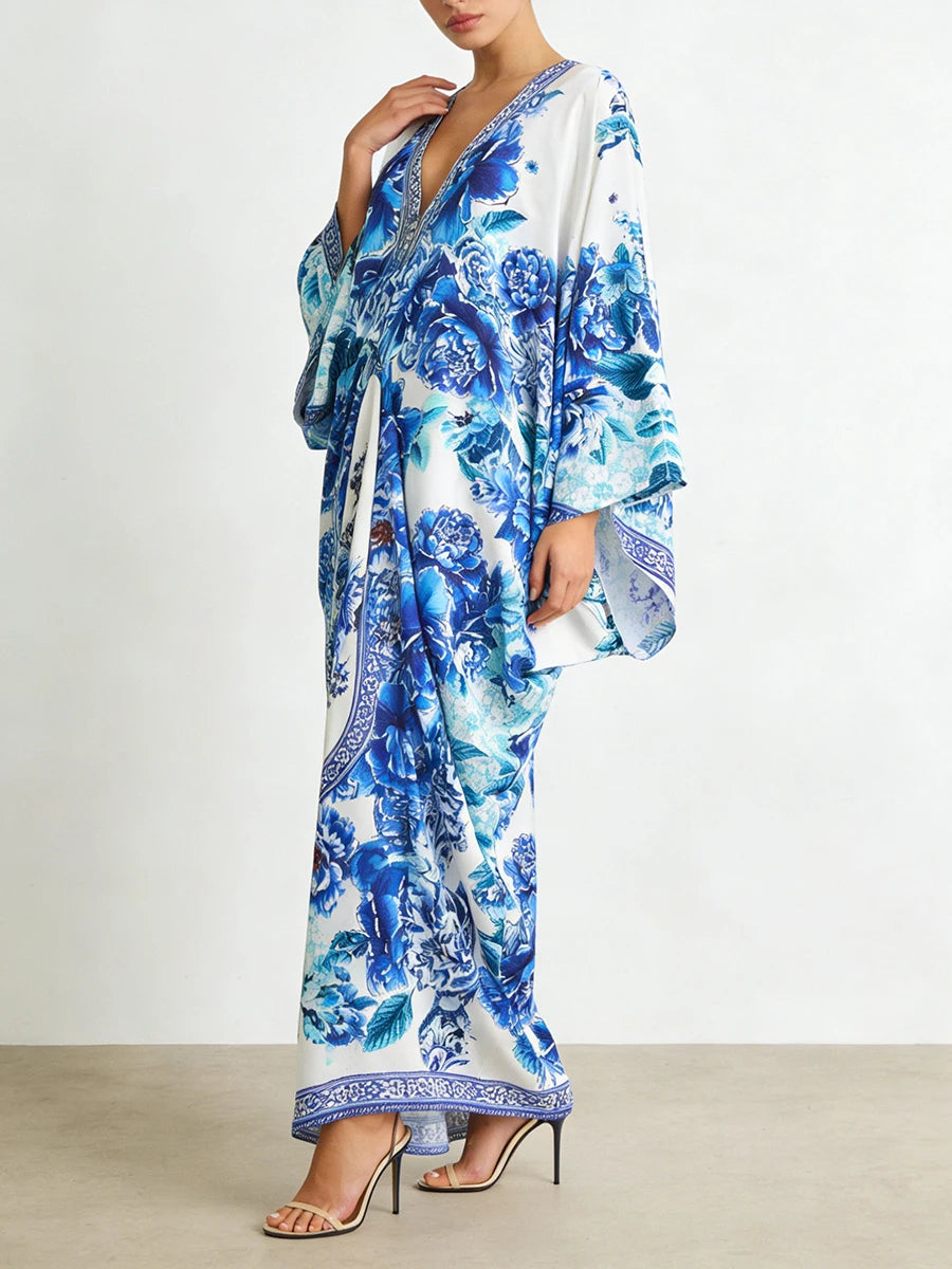 Loose Printing Draped Casual Dresses