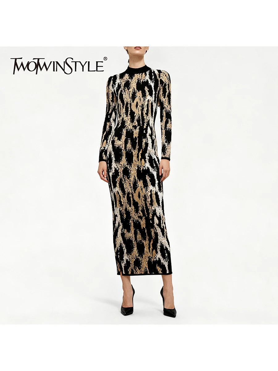 Leopard Zipper Fashion Dresses