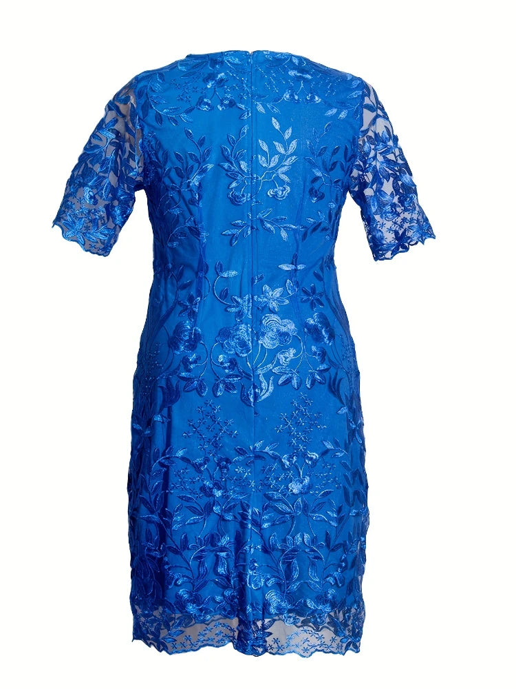 Plus Size Printed Lace Embroidery Dress