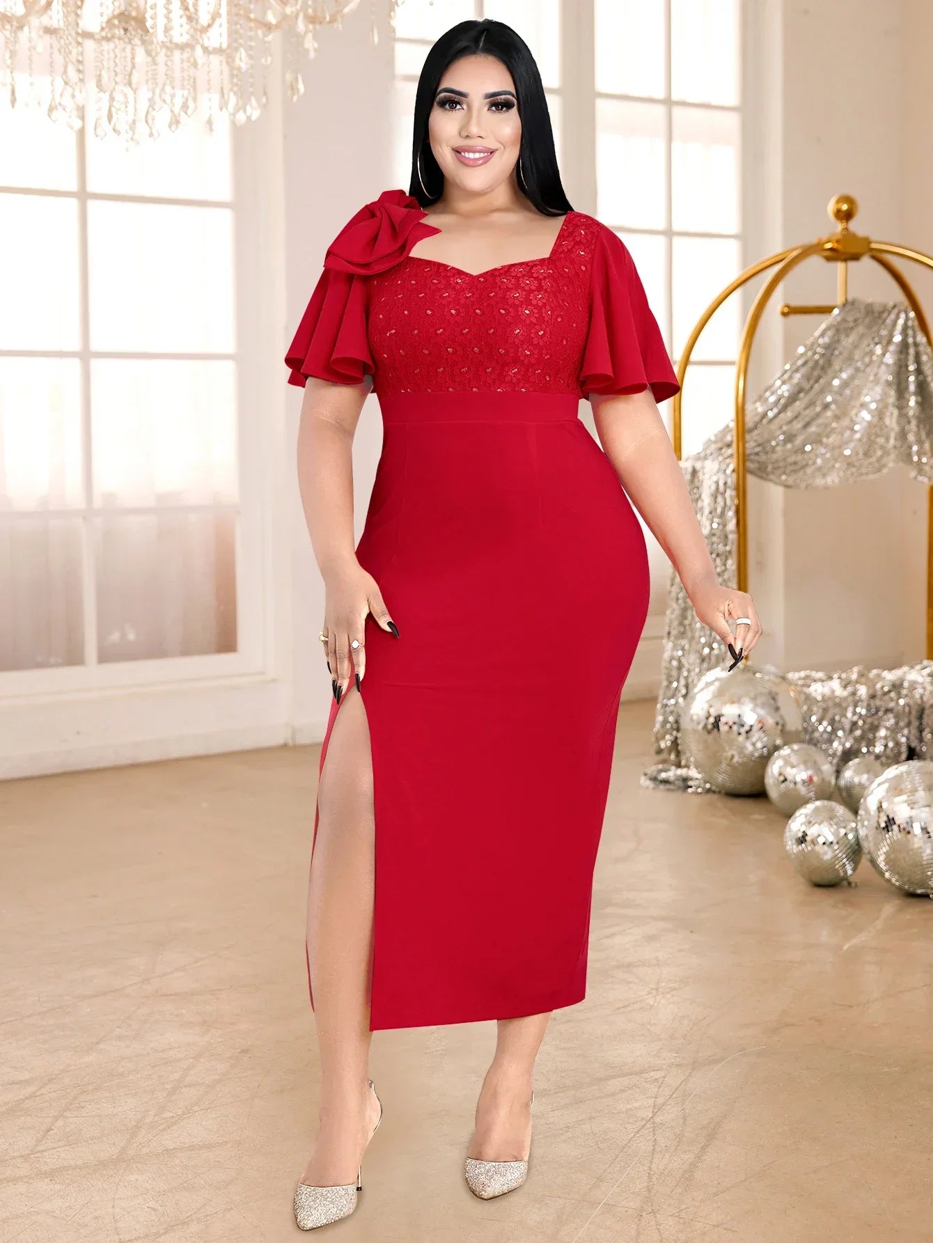 Plus Size Lace Patchwork Dress