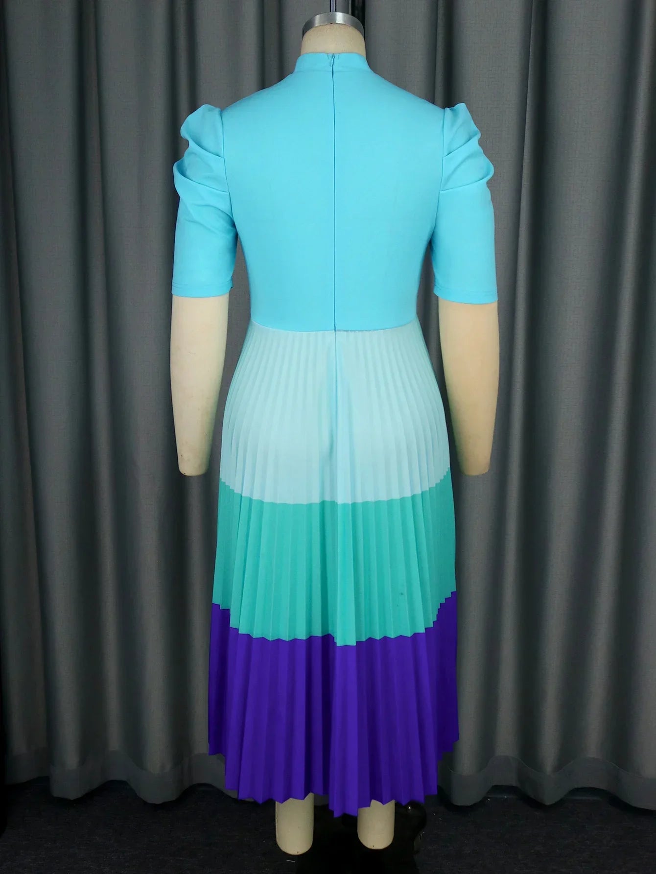 Color Block Pleated Church Dress