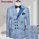 Men Suits 3 Piece Houndstooth Suit