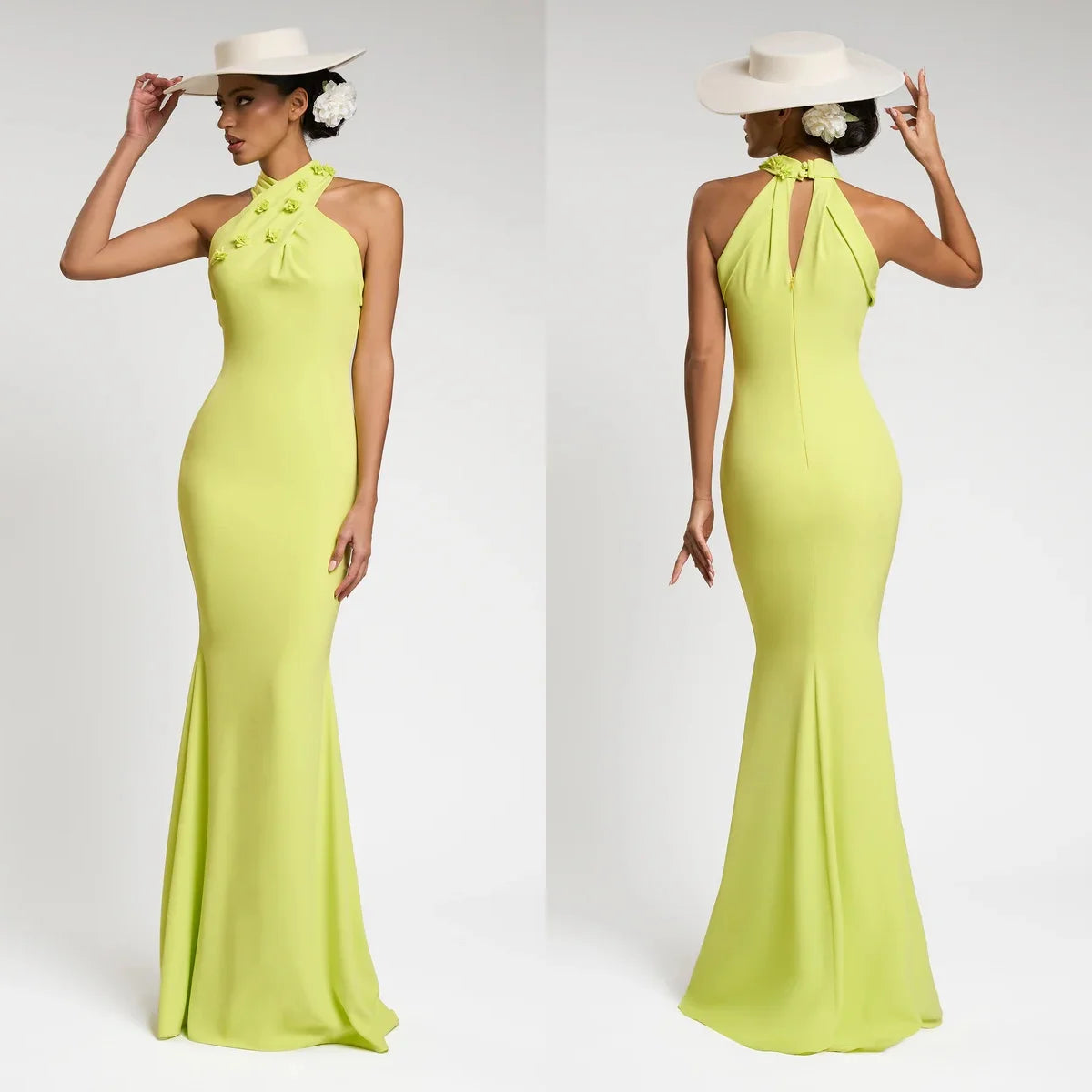 Halter Floral Appliqués Dresses