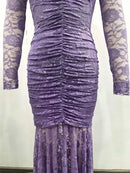 Sheer Spliced Lace Dresses