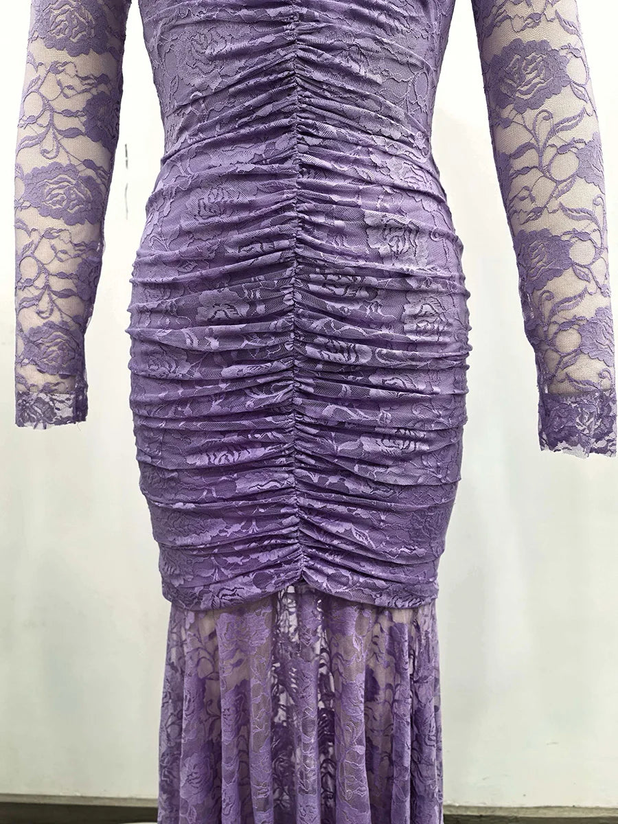 Sheer Spliced Lace Dresses