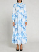 Printing Spliced Shirring Slimming Dresses