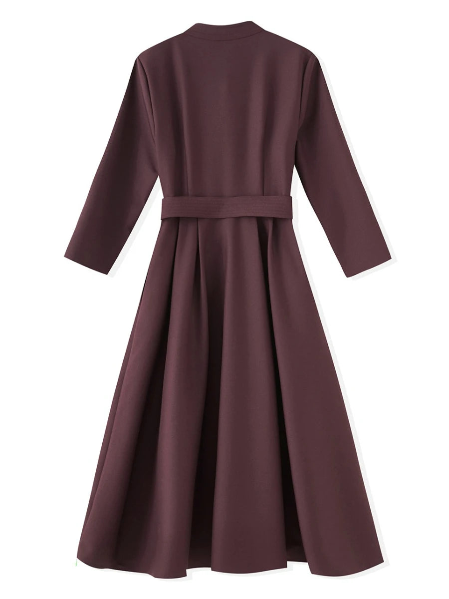 Solid Spliced 3D Buttons Dresses