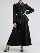 Black Printing Spliced Lace Two Piece Sets