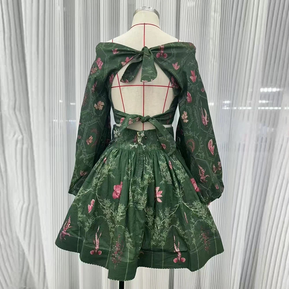 Two Piece Slash Neck Dress Set