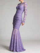 Sheer Spliced Lace Dresses