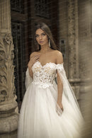 Off Shoulder A-line Tulle Bridal Dress