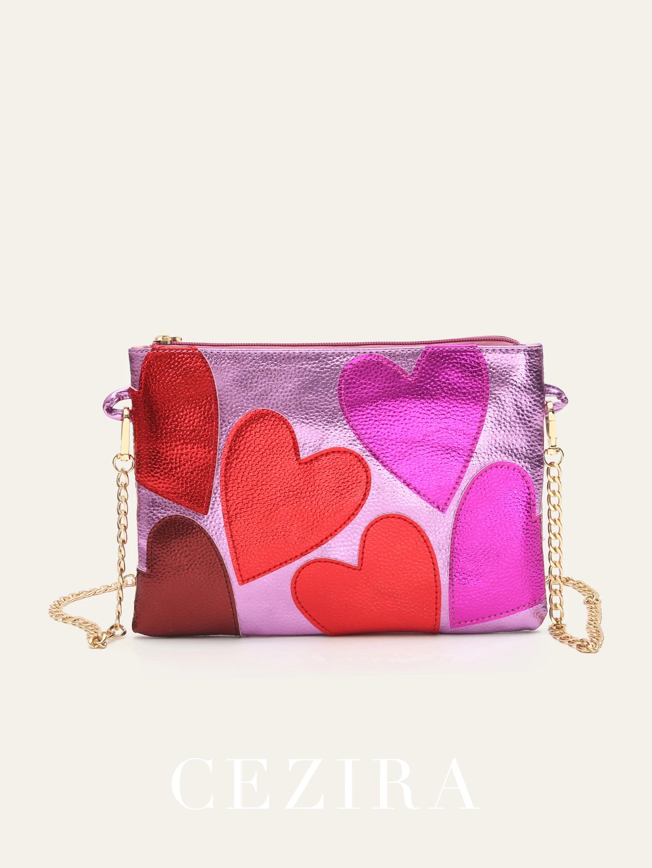 Colorful Metallic Leather Clutch