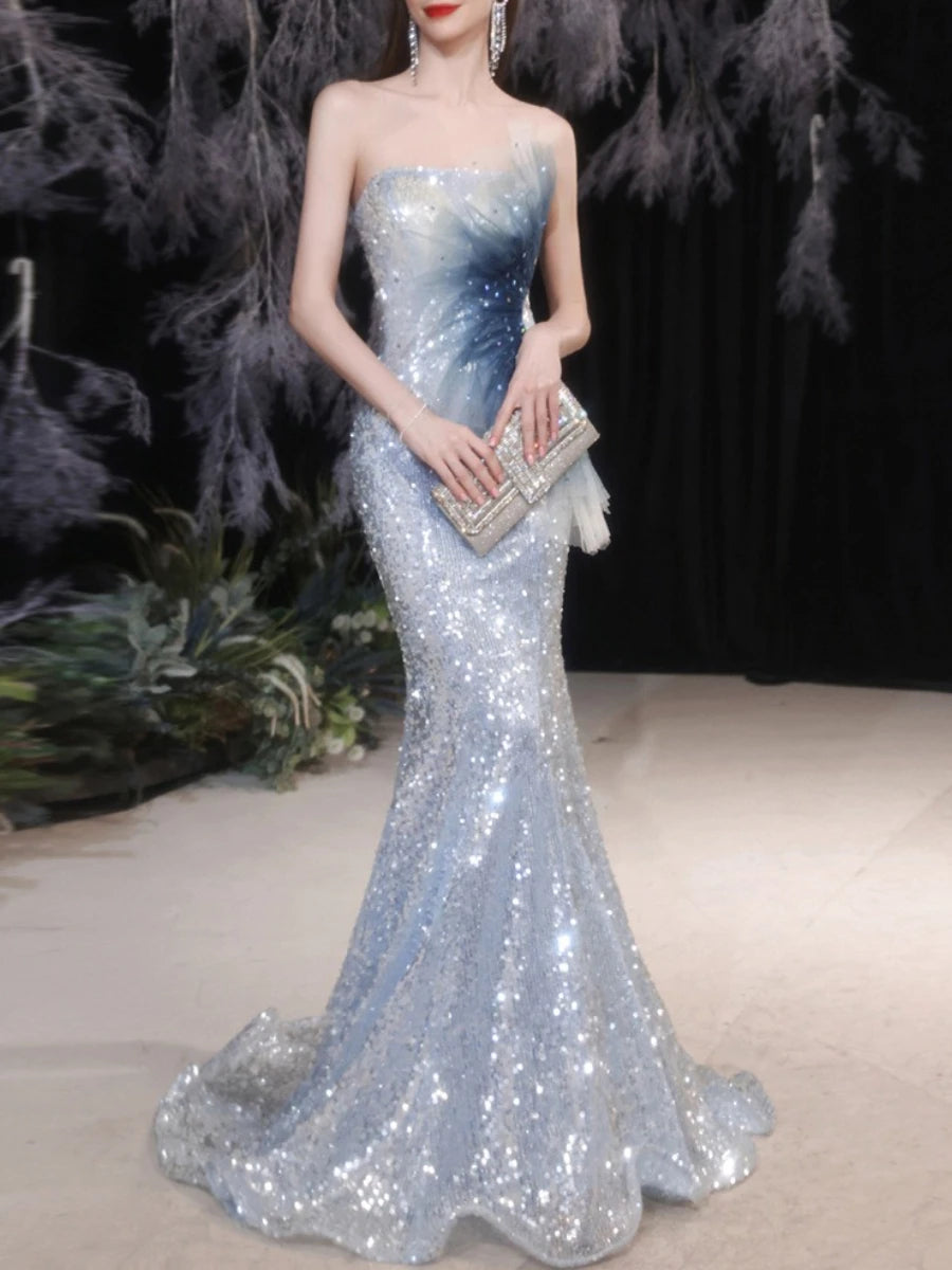 Gradient Spliced Sequins Dresses