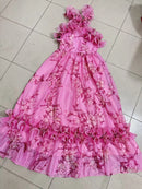 Rose Printing Spliced 3D Flower Dress