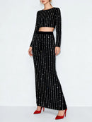 Beaded Two Piece Dress Set