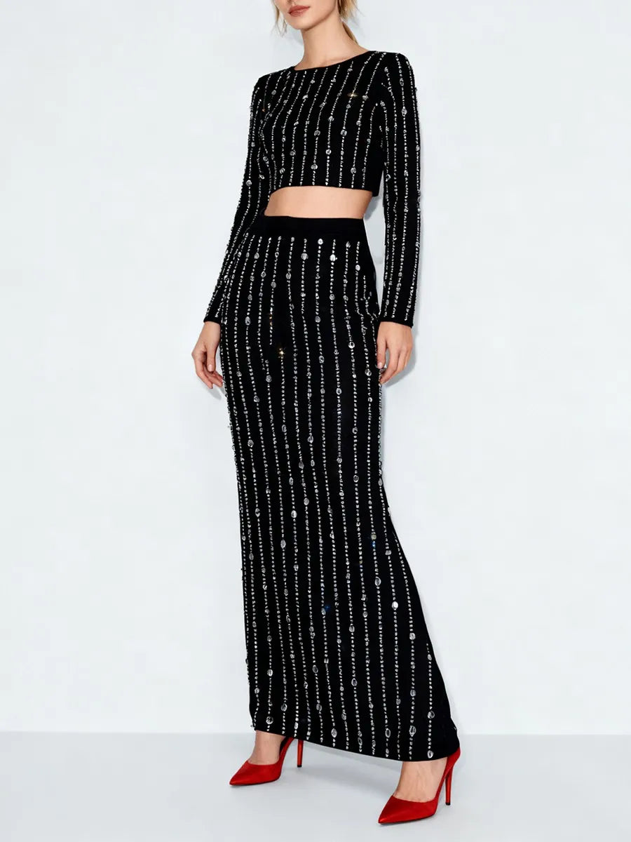 Beaded Two Piece Dress Set