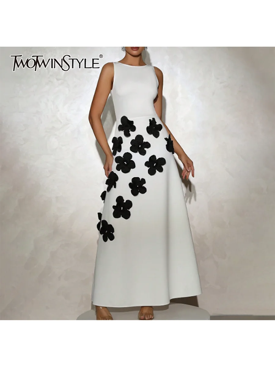 Slimming Spliced 3D Flower  Dresses