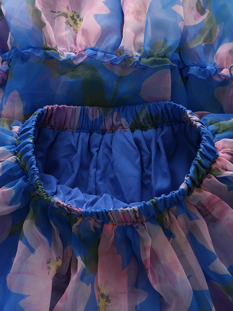 Color block Printing A Line Skirts