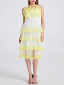 Gradient Spliced Ruffles Dresses