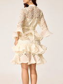 Sheer Spliced Embroidery Dresses