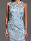 Spliced Appliqués Slimming Dress