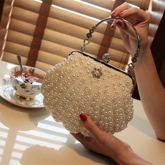 Shell Pearl Rhinestone Bag