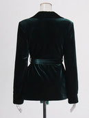 Velvet  Belted  Blazer