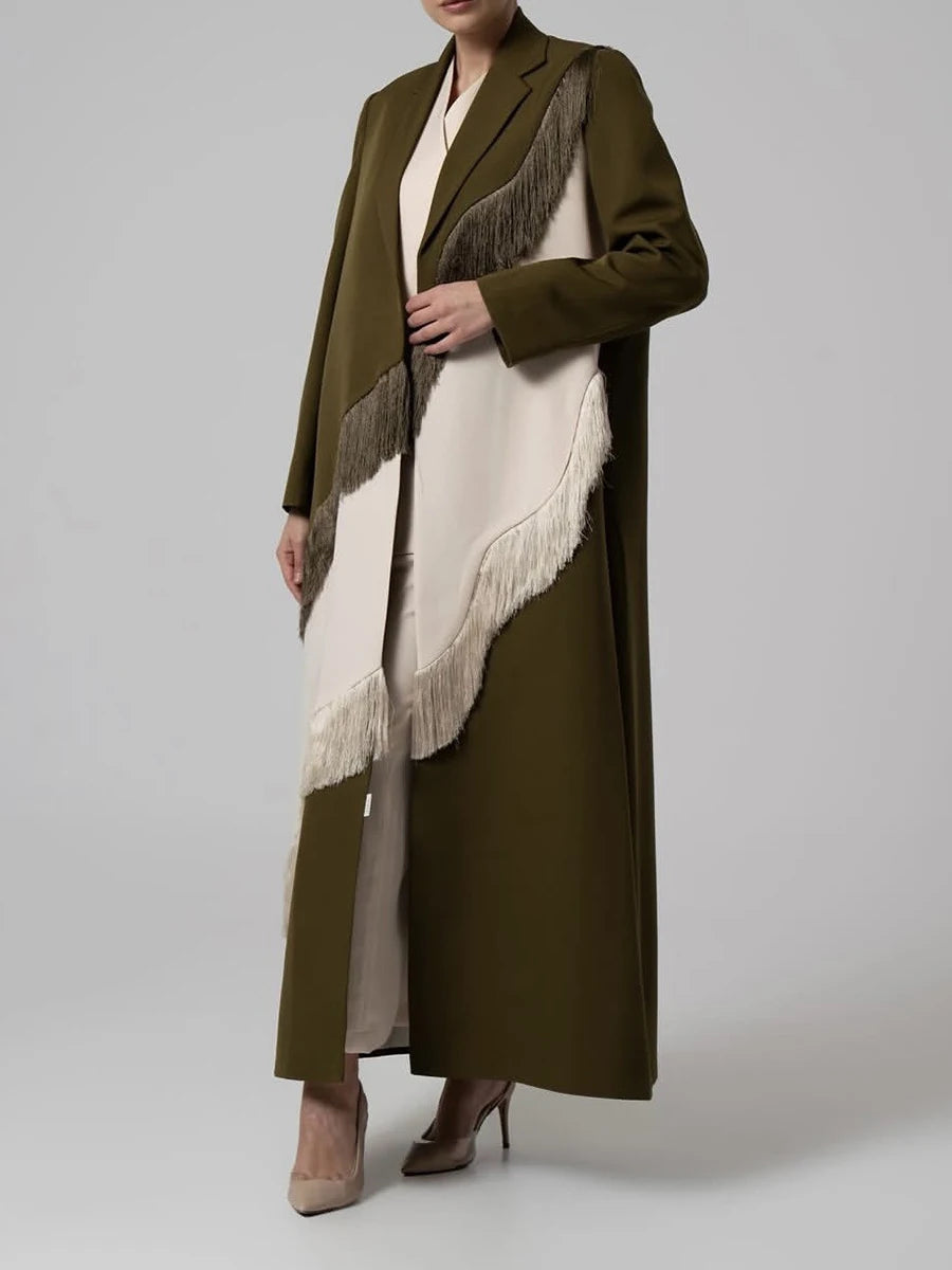 Hit Color Loose Tassels Coats