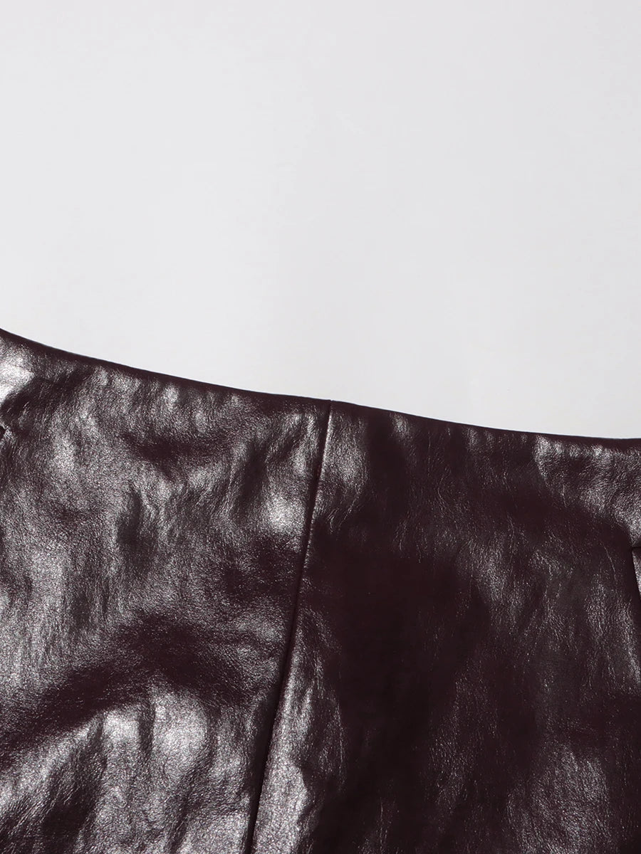 Leather-Feathered Pockets Skirts