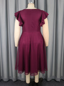 Plus Size Elegant A Line Midi Dress