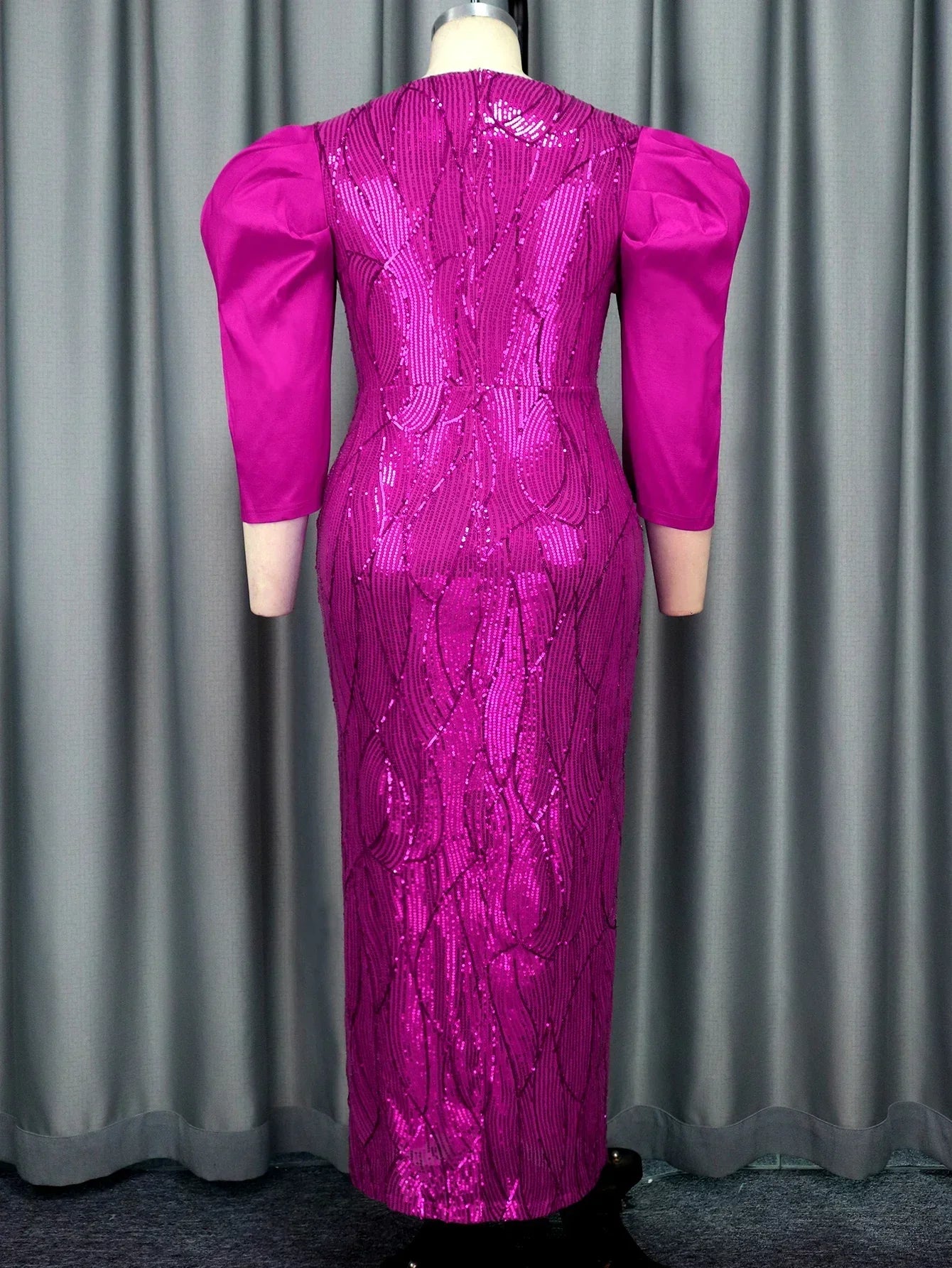 Women Fuchsia Glitter Formal Dress